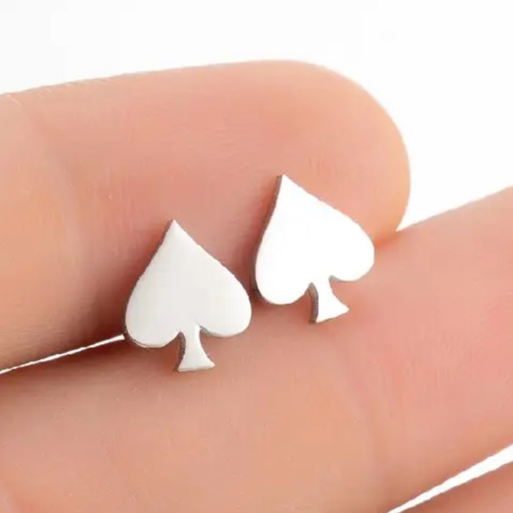 BLACK SPADE Stainless Steel Stud Earrings with Gift Bag